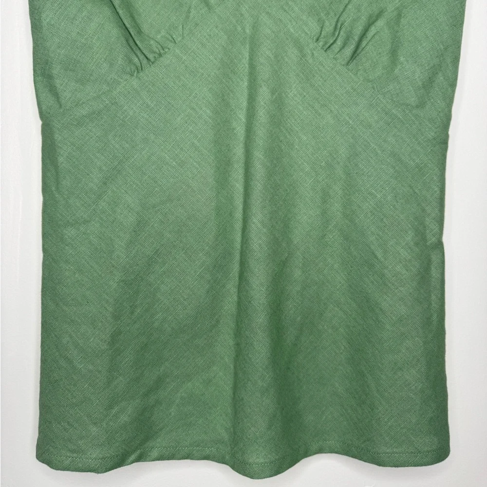 Calvin Klein women's S linen blend olive green babydoll top y2k boho costal - Picture 3 of 7